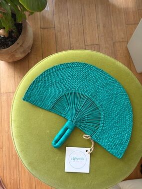 Magnolia Teal Handwoven Fan